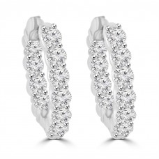 4.25 ct Ladies Round Cut Diamond Hoop Huggie Earrings